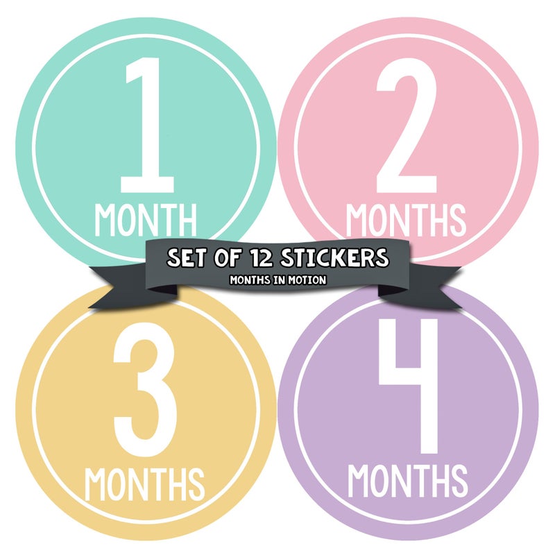 Months in Motion Baby Monthly Stickers - Baby Milestone Stickers - Newborn Girl Stickers - Month Stickers for Baby Girl - Baby Girl Stickers - Newborn Monthly Milestone - Belly Sticker - Image 1